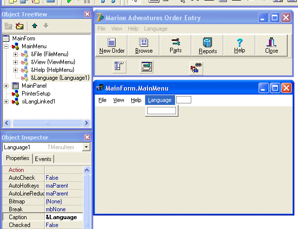 TsiLang localization components: Creating the languages menu.